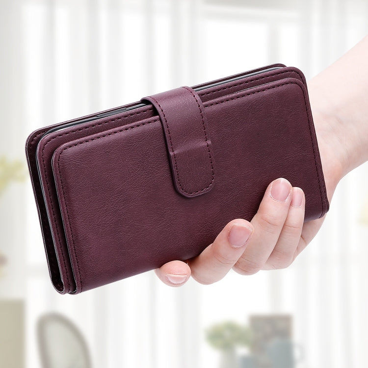 For Samsung Galaxy S25 / S24 5G Multi-Function Wallet 10 Card Slots Leather Phone Case(Claret)