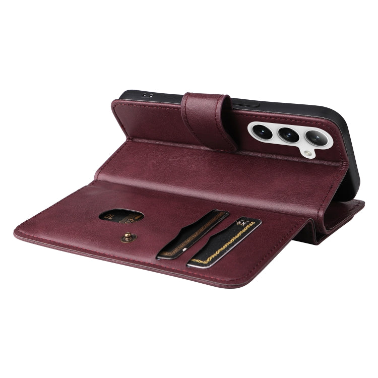 For Samsung Galaxy S25 / S24 5G Multi-Function Wallet 10 Card Slots Leather Phone Case(Claret)