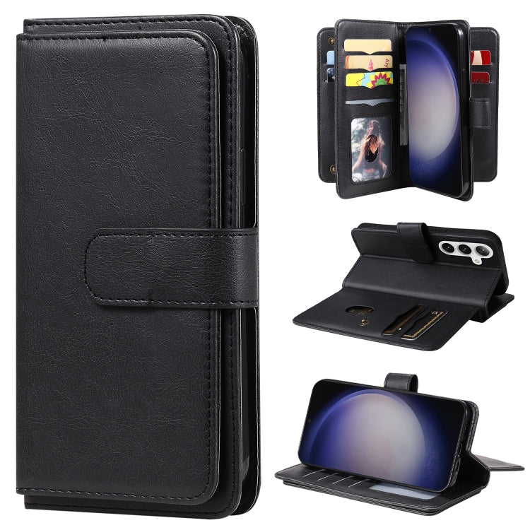 For Samsung Galaxy S25 / S24 5G Multi-Function Wallet 10 Card Slots Leather Phone Case(Black)