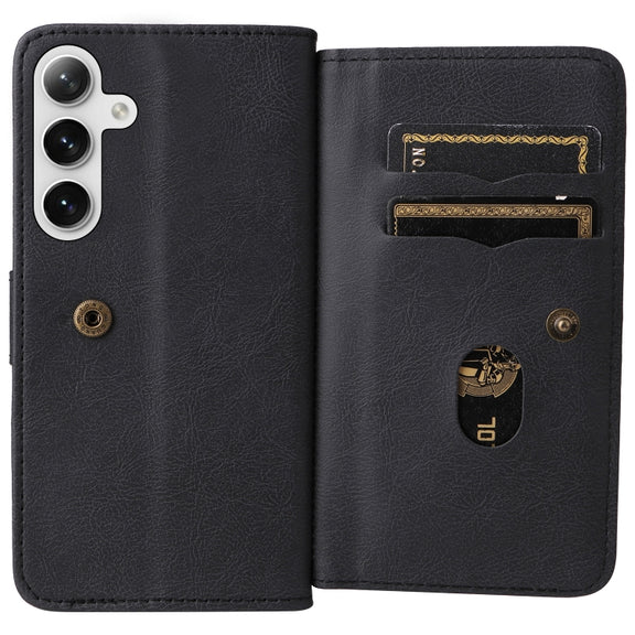 For Samsung Galaxy S25 / S24 5G Multi-Function Wallet 10 Card Slots Leather Phone Case(Black)