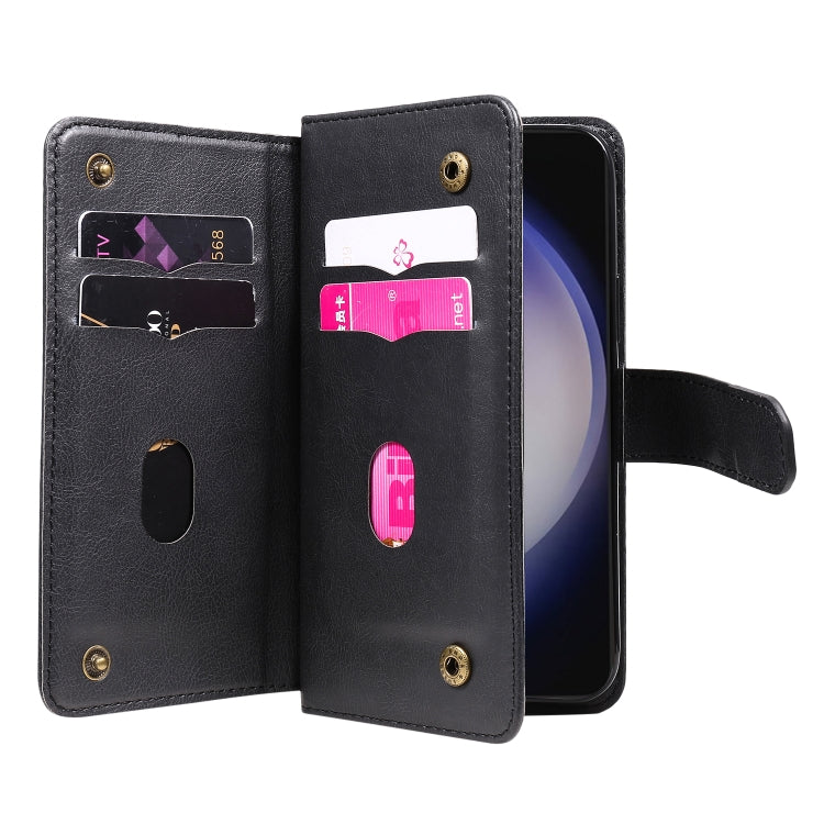 For Samsung Galaxy S25 / S24 5G Multi-Function Wallet 10 Card Slots Leather Phone Case(Black)