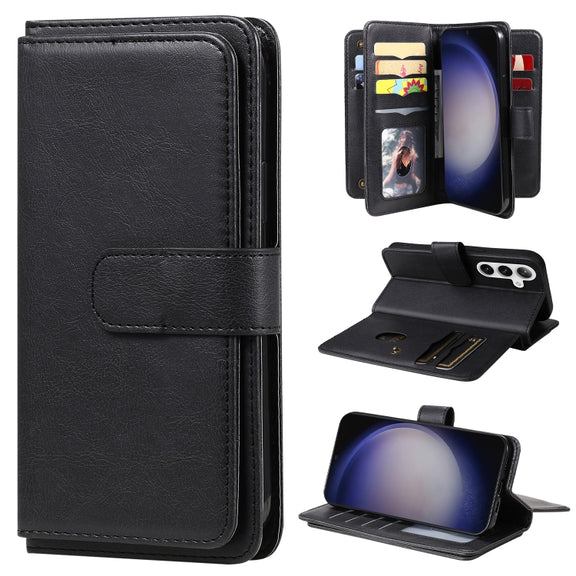 For Samsung Galaxy S25 / S24 5G Multi-Function Wallet 10 Card Slots Leather Phone Case(Black)