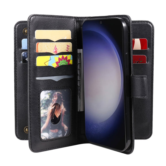 For Samsung Galaxy S25 / S24 5G Multi-Function Wallet 10 Card Slots Leather Phone Case(Black)