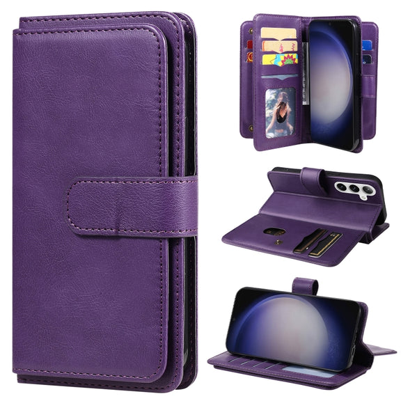 For Samsung Galaxy S25 / S24 5G Multi-Function Wallet 10 Card Slots Leather Phone Case(Violet)