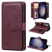 For Samsung Galaxy S25+ / S24+ 5G Multi-Function Wallet 10 Card Slots Leather Phone Case(Claret)
