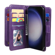 For Samsung Galaxy S25+ / S24+ 5G Multi-Function Wallet 10 Card Slots Leather Phone Case(Violet)