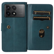 For Redmi K70 Multi-Function Wallet 10 Card Slots Leather Phone Case(Dark Green)
