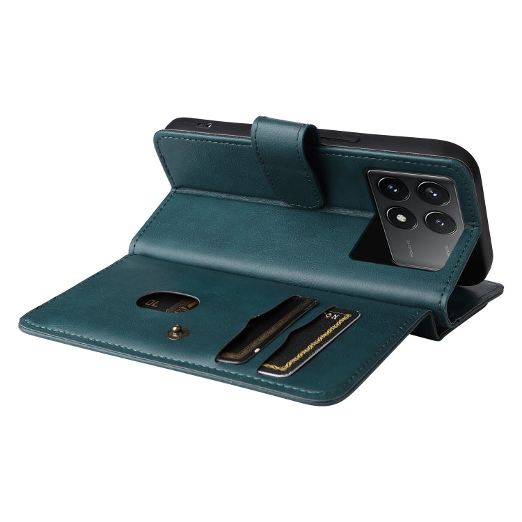 For Redmi K70 Multi-Function Wallet 10 Card Slots Leather Phone Case(Dark Green)