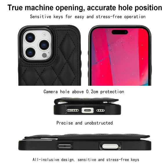 For iPhone 16 Pro Double Buckle Rhombic PU Leather Phone Case(Black)