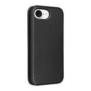For iPhone 16e Carbon Fiber Texture Flip Leather Phone Case(Black)