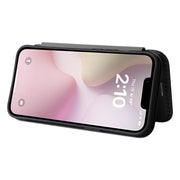 For iPhone 16e Carbon Fiber Texture Flip Leather Phone Case(Black)