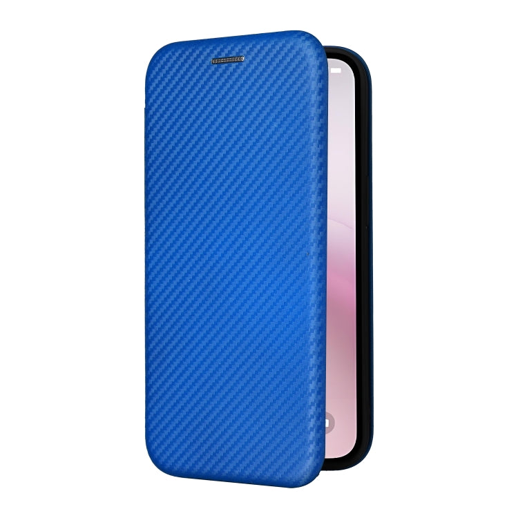 For iPhone SE 2024 Carbon Fiber Texture Flip Leather Phone Case(Blue)