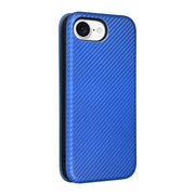 For iPhone SE 2024 Carbon Fiber Texture Flip Leather Phone Case(Blue)