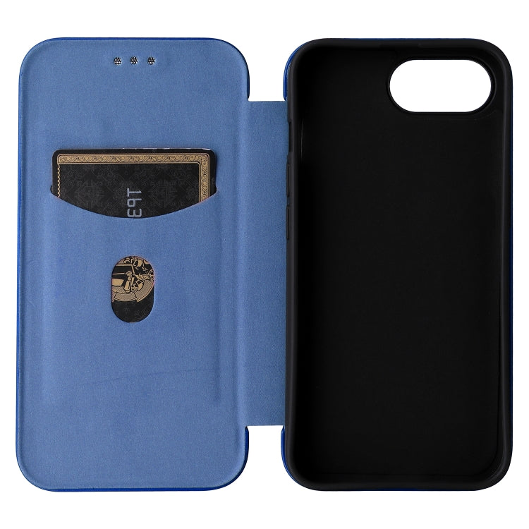 For iPhone SE 2024 Carbon Fiber Texture Flip Leather Phone Case(Blue)