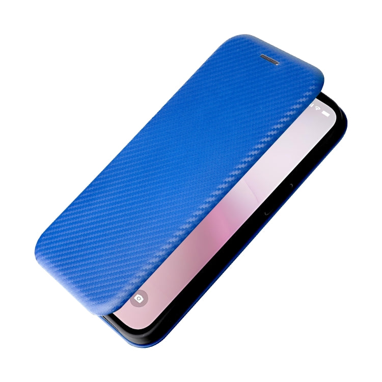 For iPhone SE 2024 Carbon Fiber Texture Flip Leather Phone Case(Blue)