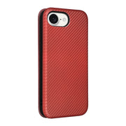 For iPhone 16e Carbon Fiber Texture Flip Leather Phone Case(Brown)