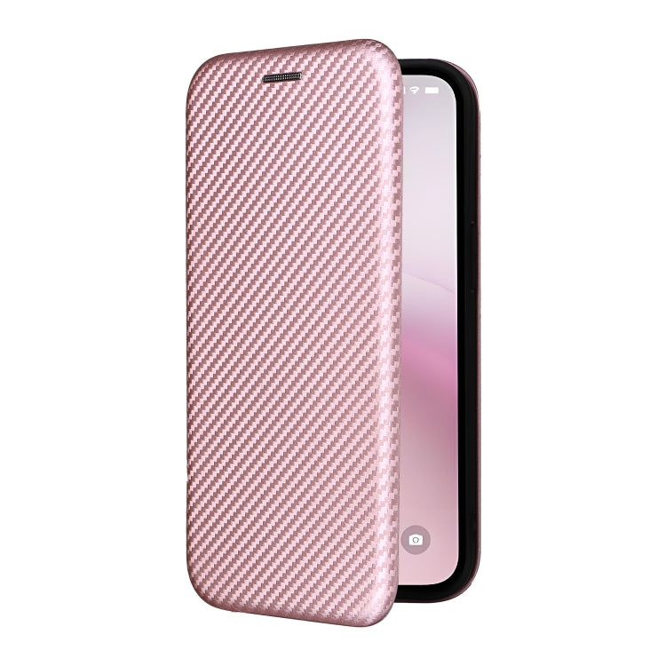 For iPhone SE 2024 Carbon Fiber Texture Flip Leather Phone Case(Pink)