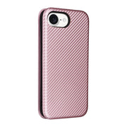 For iPhone SE 2024 Carbon Fiber Texture Flip Leather Phone Case(Pink)