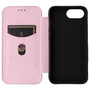For iPhone SE 2024 Carbon Fiber Texture Flip Leather Phone Case(Pink)