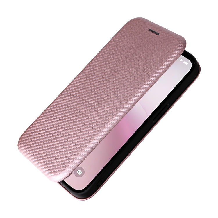For iPhone SE 2024 Carbon Fiber Texture Flip Leather Phone Case(Pink)
