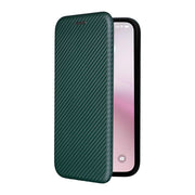 For iPhone 16e Carbon Fiber Texture Flip Leather Phone Case(Green)