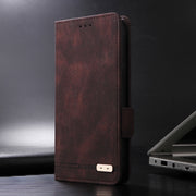 For iPhone 16 Plus Magnetic Clasp Leather Phone Case(Brown)