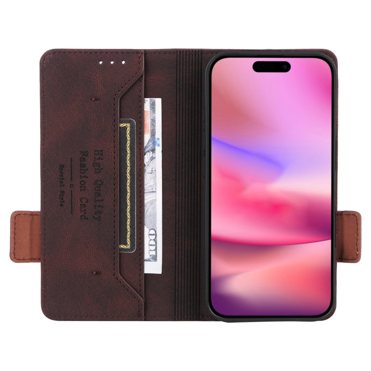 For iPhone 16 Plus Magnetic Clasp Leather Phone Case(Brown)
