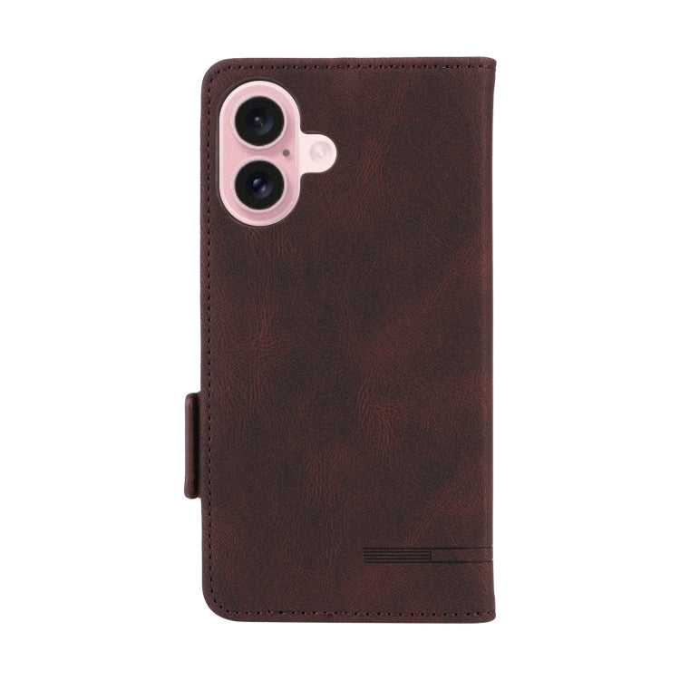 For iPhone 16 Magnetic Clasp Leather Phone Case(Brown)