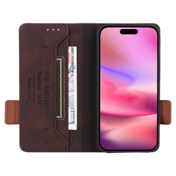 For iPhone 16 Magnetic Clasp Leather Phone Case(Brown)