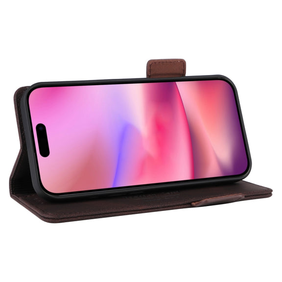 For iPhone 16 Magnetic Clasp Leather Phone Case(Brown)
