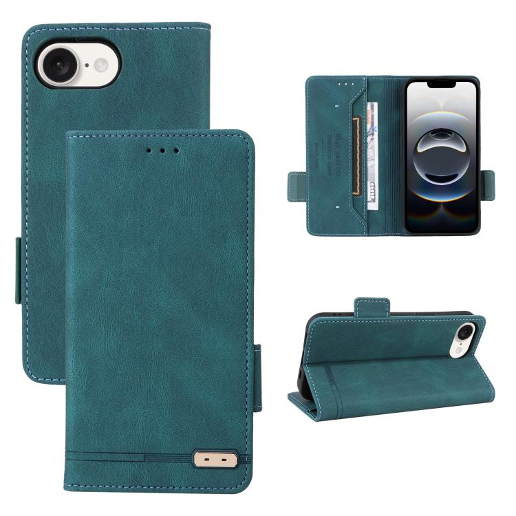 For iPhone 16e Magnetic Clasp Leather Phone Case(Green)