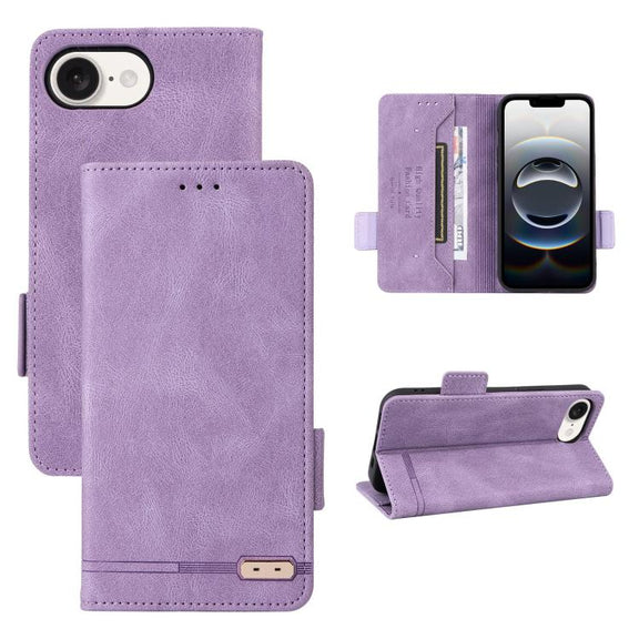 For iPhone 16e Magnetic Clasp Leather Phone Case(Purple)