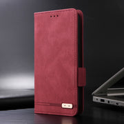 For iPhone 16e Magnetic Clasp Leather Phone Case(Red)