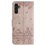 For Samsung Galaxy S25+ 5G Cat Embossing Pattern Leather Phone Case with Lanyard(Grey)