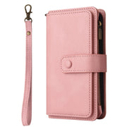 For iPhone 16 Pro Skin Feel Multi Card Slots Zipper Wallet Leather Phone Case(Pink)