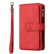 For iPhone 16 Skin Feel Multi Card Slots Zipper Wallet Leather Phone Case(Red)