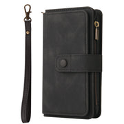 For iPhone 16e Skin Feel Multi Card Slots Zipper Wallet Leather Phone Case(Black)