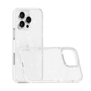 For iPhone 16 Pro Dual Color Clear Glitter TPU + TPE Full Coverage Phone Case(Glitter White)