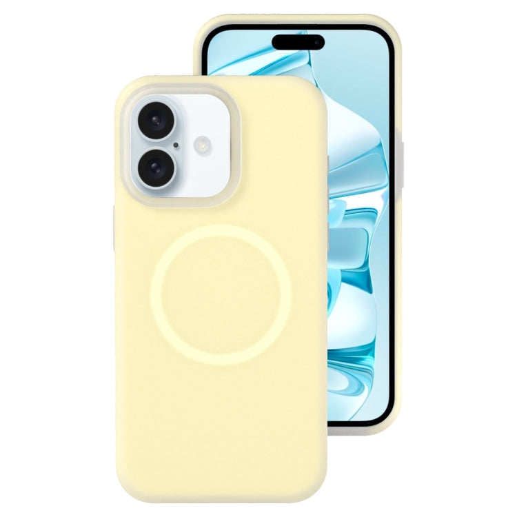 For iPhone 16 Plus Jelly Liquid Silicone MagSafe Magnetic Phone Case(Yellow)