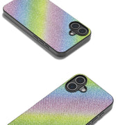 For iPhone 16 Diamond Black Frame Phone Case(Rainbow Diamond)