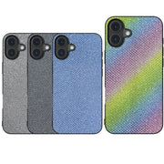 For iPhone 16 Diamond Black Frame Phone Case(Rainbow Diamond)