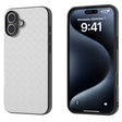 For iPhone 16 Plus Black Frame Woven Texture PU Phone Case(White) - iPhone 16 Plus Cases by PMC TechLife | Online Shopping South Africa | PMC TechLife | Buy Now Pay Later Mobicred