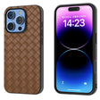 For iPhone 16 Pro Black Frame Woven Texture PU Phone Case(Brown) - iPhone 16 Pro Cases by PMC TechLife | Online Shopping South Africa | PMC TechLife | Buy Now Pay Later Mobicred