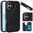 For iPhone 16 Double Buckle Butterfly Embossing PU Phone Case(Black) - iPhone 16 Cases by PMC TechLife | Online Shopping South Africa | PMC TechLife | Buy Now Pay Later Mobicred