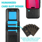 For iPhone 16 Pro Max Solid Color Card Slots Bracket PU Phone Case(Black)