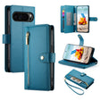 For Google Pixel 9 Pro XL Nine Card-slot Zipper Wallet Bag Leather Phone Case(Blue) - Google Cases by PMC TechLife | Online Shopping South Africa | PMC TechLife | Buy Now Pay Later Mobicred
