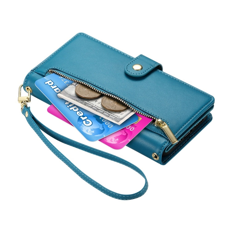 For Redmi K70 Ultra Nine Card-slot Zipper Wallet Bag Leather Phone Case(Blue)