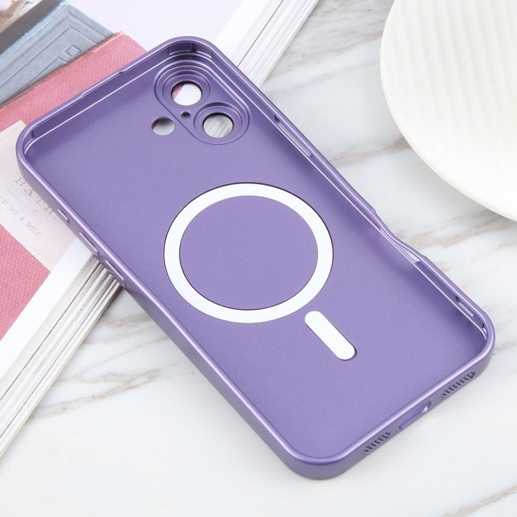 For iPhone 16 Liquid TPU Silicone Solid Color MagSafe Phone Case(Purple)