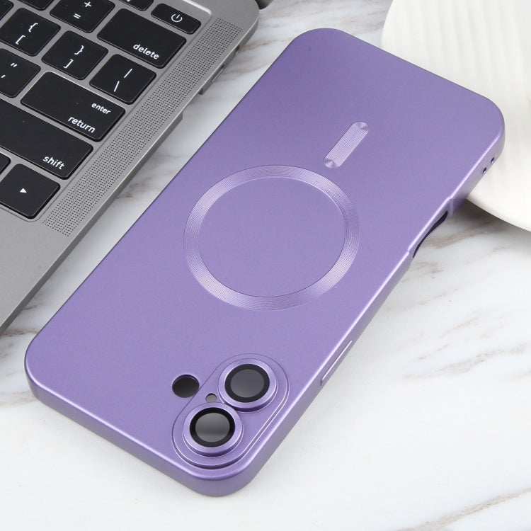 For iPhone 16 Liquid TPU Silicone Solid Color MagSafe Phone Case(Purple)