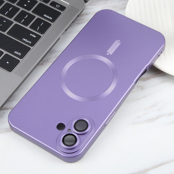 For iPhone 16 Liquid TPU Silicone Solid Color MagSafe Phone Case(Purple)